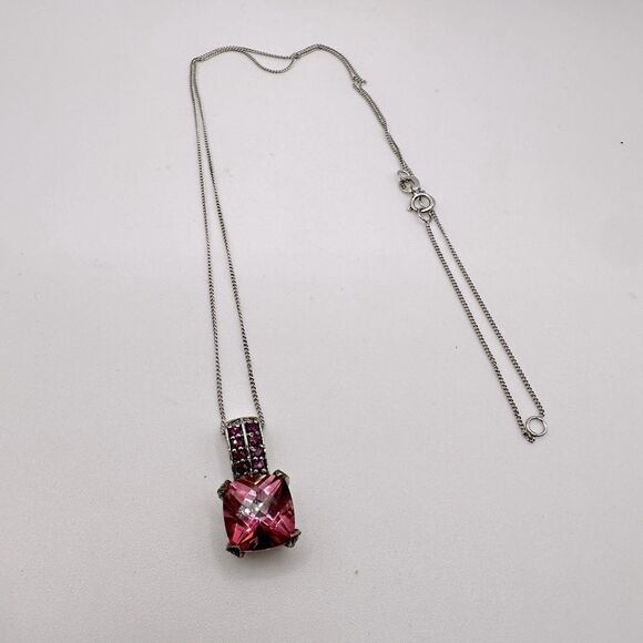 Vintage STS Chuck Clemency pink topaz and Sterling silver necklace! - Picture 1 of 15